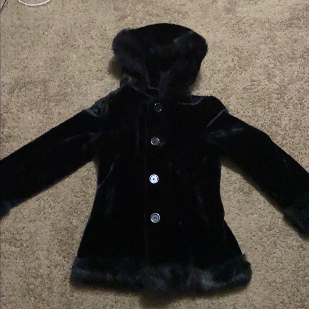 Maria Dionisiou black faux fur jacket!